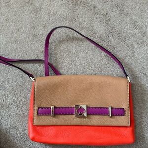 Kate Spade Orange and Tan Crossbody with Purple Detail